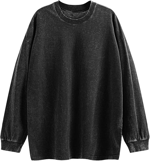Tuislay Vintage Oversized T Shirts for Men Cotton Baggy Crewneck Streetwear