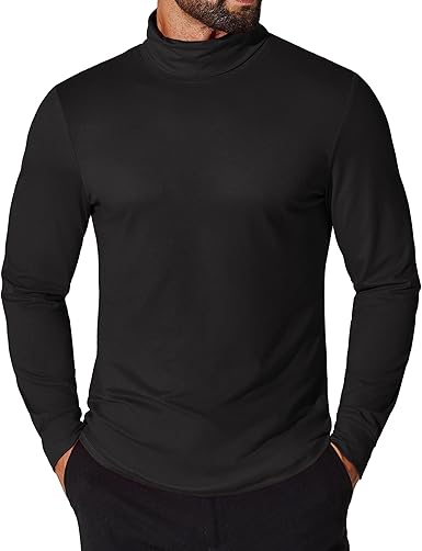 Men's Turtleneck T Shirt Long Sleeve Pullover Sweater Slim Fit Lightweight Thermal Undershirt Tops