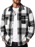 Men's Flannel Shirts Long Sleeve Cotton Plaid Shirt Jacket Casual Button Down Shirt with Pockets